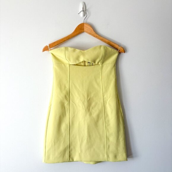 Zara Strapless Cut Out Dress Pastel Yellow Size Small - Picture 8 of 12